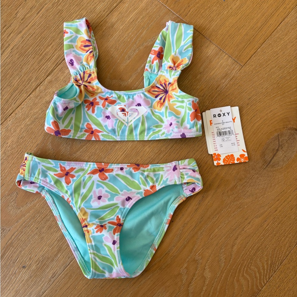 Roxy Kids Floral Swim Set - Blue, Green, Pink and Orange